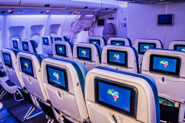 clase turista-airbus a330-pr-aiy-azul linhas aéreas-durante la ceremonia del partido-azul 10 años - azul brazilian airlines fotografías e imágenes de stock