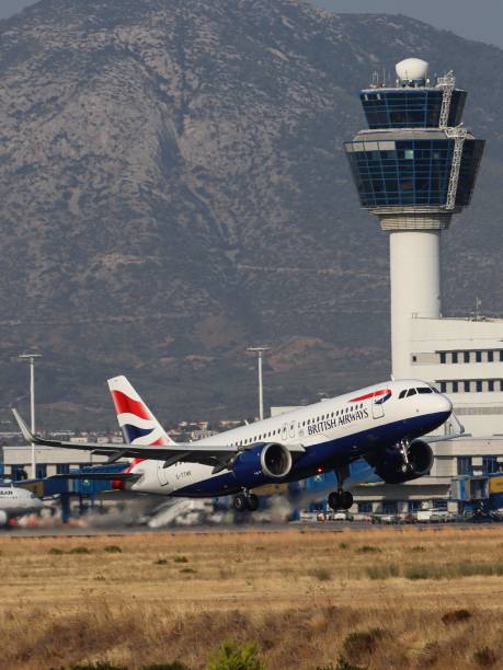 British Airways Airbus A320neo aircraft as seen during takeoff, departing from the Greek capital, Athens International Airport ATH LGAV. The Airbus...