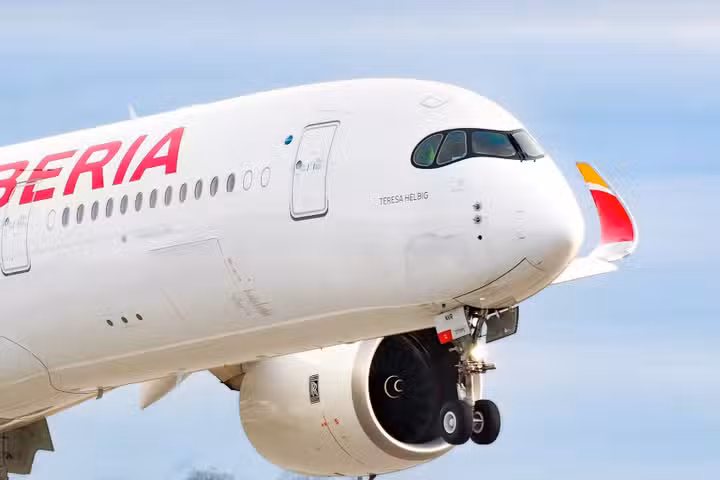 Iberia Airbus A350-900 about to land after another flight1
