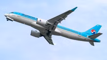 Korean Air Airbus A220 flying