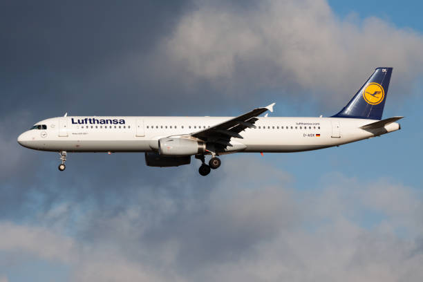 Lufthansa Airbus A321 D-AIDK passenger plane landing at Frankfurt Airport 2012: Lufthansa Airbus A321 D-AIDK passenger plane landing at Frankfurt Airport lufthansa airbus a321 stock pictures, royalty-free photos & images