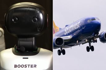 'Human-Like' Robots Are No Longer Allowed on Southwest Airlines Flights.; A Southwest Airlines Boeing 737-700 airplane prepares to land at Ronald Reagan Washington National Airport in Arlington, Virginia, on July 10, 2025.