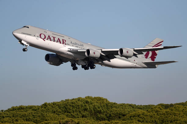 Boeing 747-8Z5 of the Qatar Amiri Flight company, owned and managed by the Qatari government, taking off from Barcelona airport, in Barcelona on 06th...
