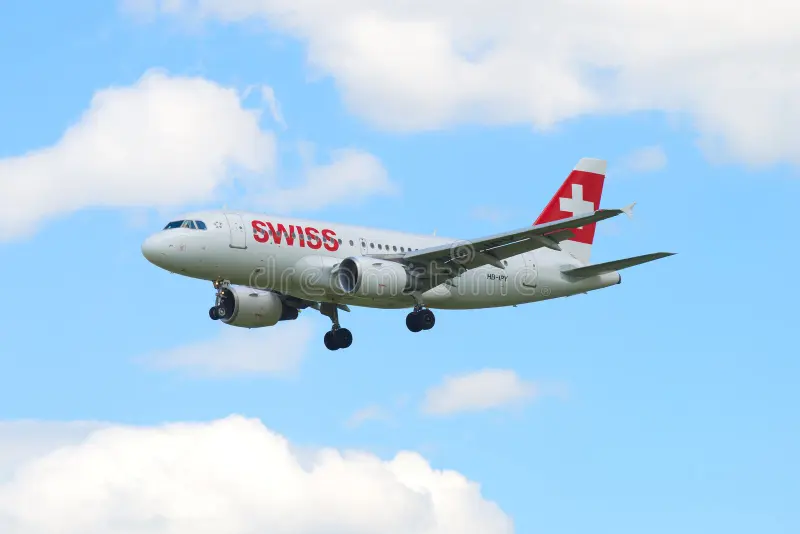 ST. PETERSBURG, RUSSIA - MAY 17, 2016: The Airbus A319-112 plane HB-IPY Swiss International Airlines flying in the cloudy sky. Plane sky swiss stock images, royalty-free photos and pictures