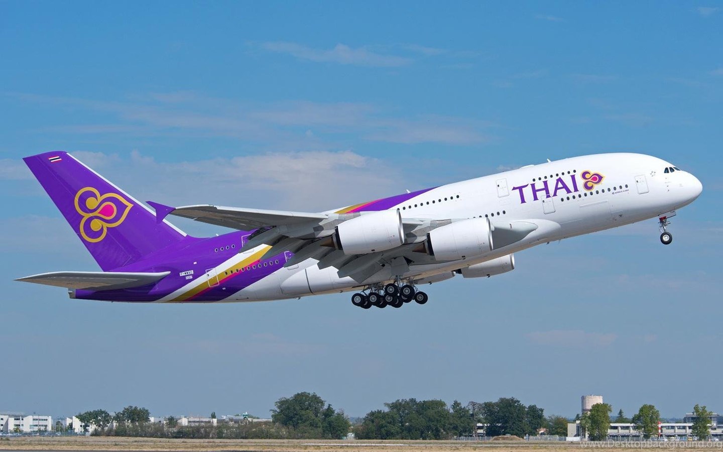Airbus A380 Thai Airways First Flight Aircraft Wallpaper Desktop Background