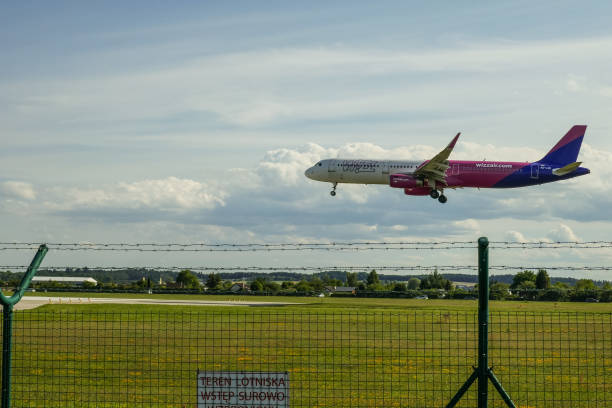 Wizz air HA-LXO - Airbus A321-231 landint at Gdansk airport is seen in Gdansk, Poland on 9 July 2023