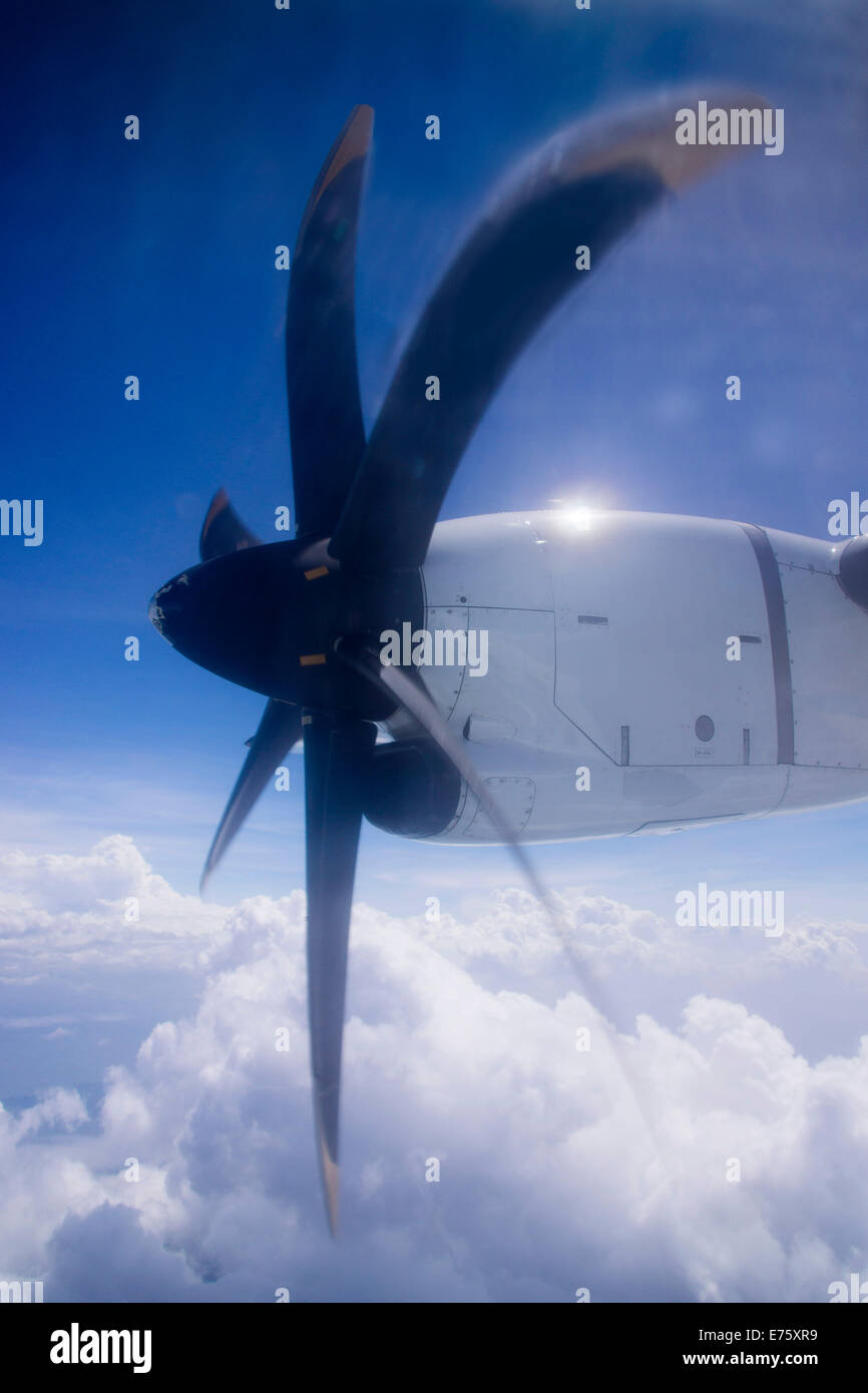 Turboprop aircraft ATR 72-500, in flight, Asia - Stock Image
