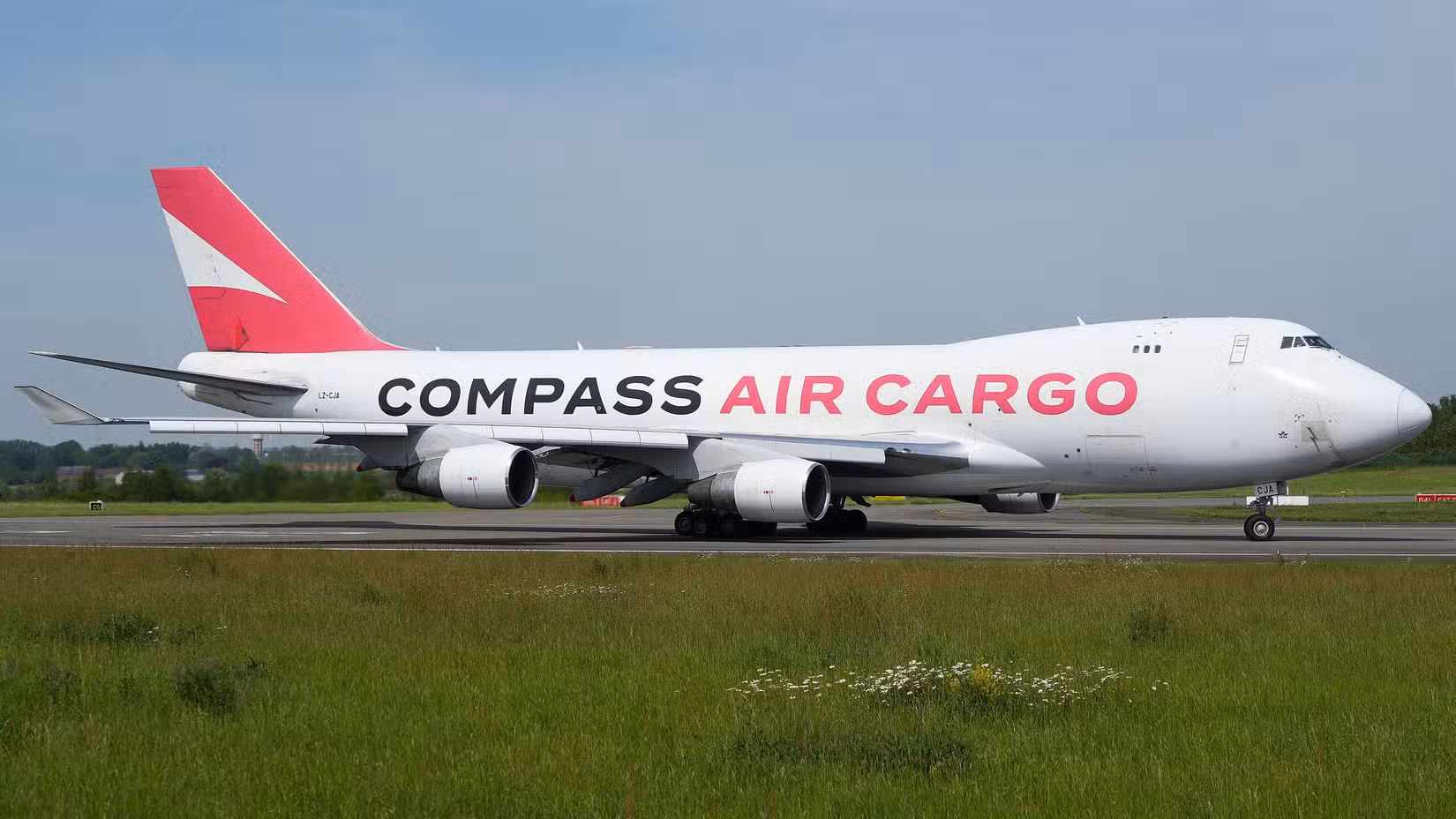 The Compass Cargo Airlines Boeing 747-400F with the registration LZ-CJA at Liège Airport.
