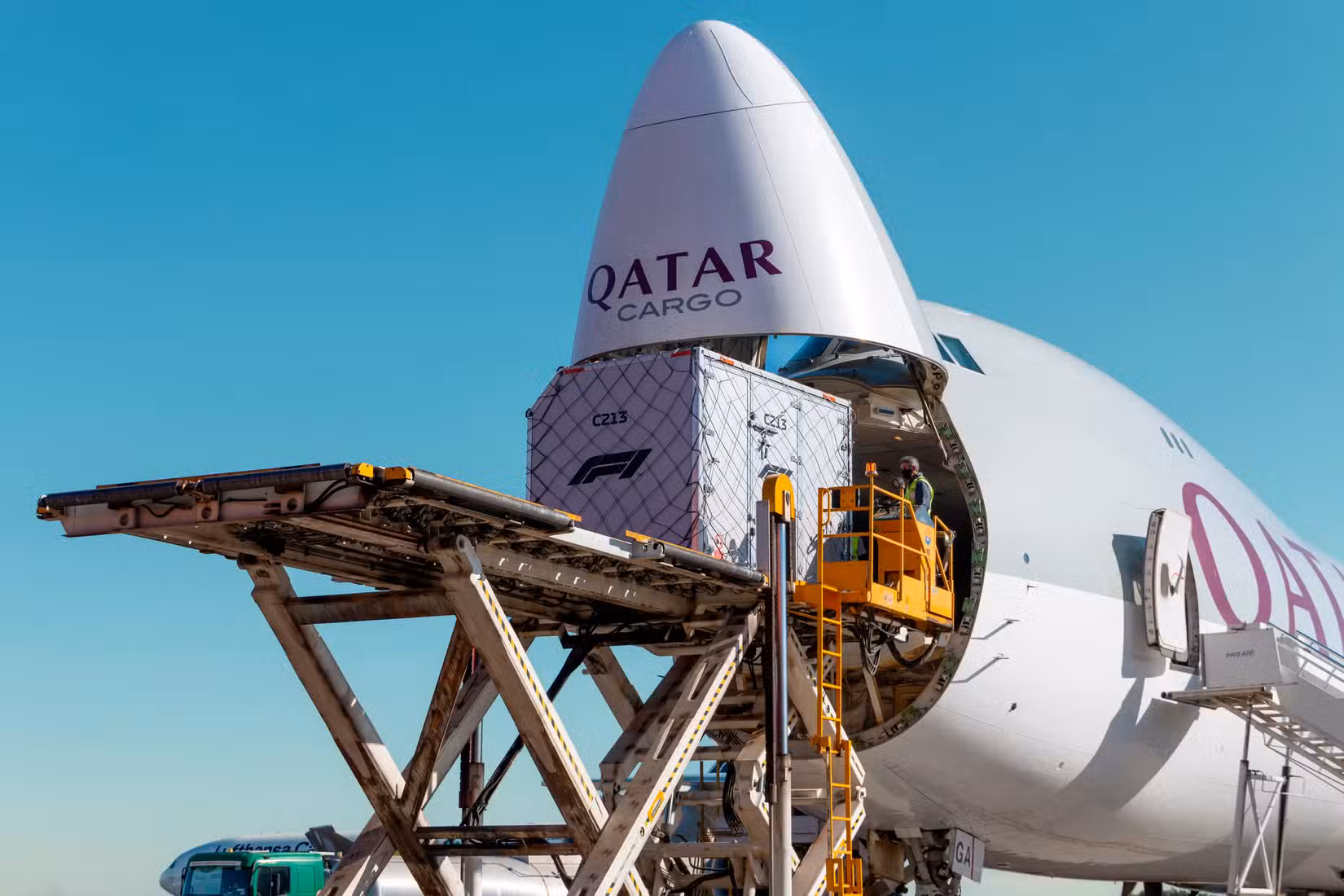 Qatar Airways Boeing 747-8F cargo aircraft in Brazil shutterstock_2076591496