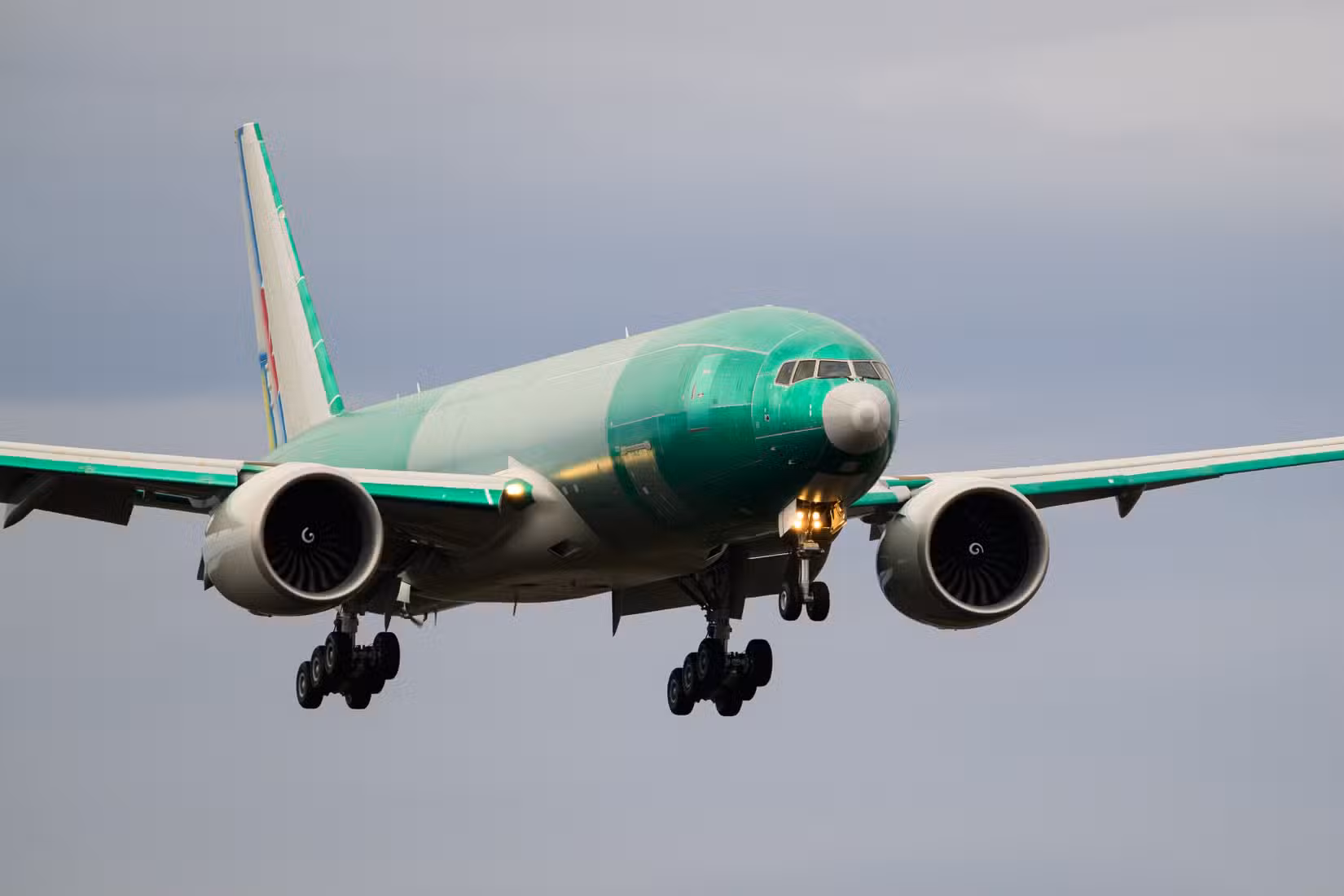 Boeing 777F freighter pre paint for China Southern Cargo on test flight