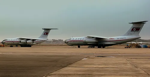 A pair of Air Koryo Ilyushin Il-76 aircraft at Pyongyang International Airport