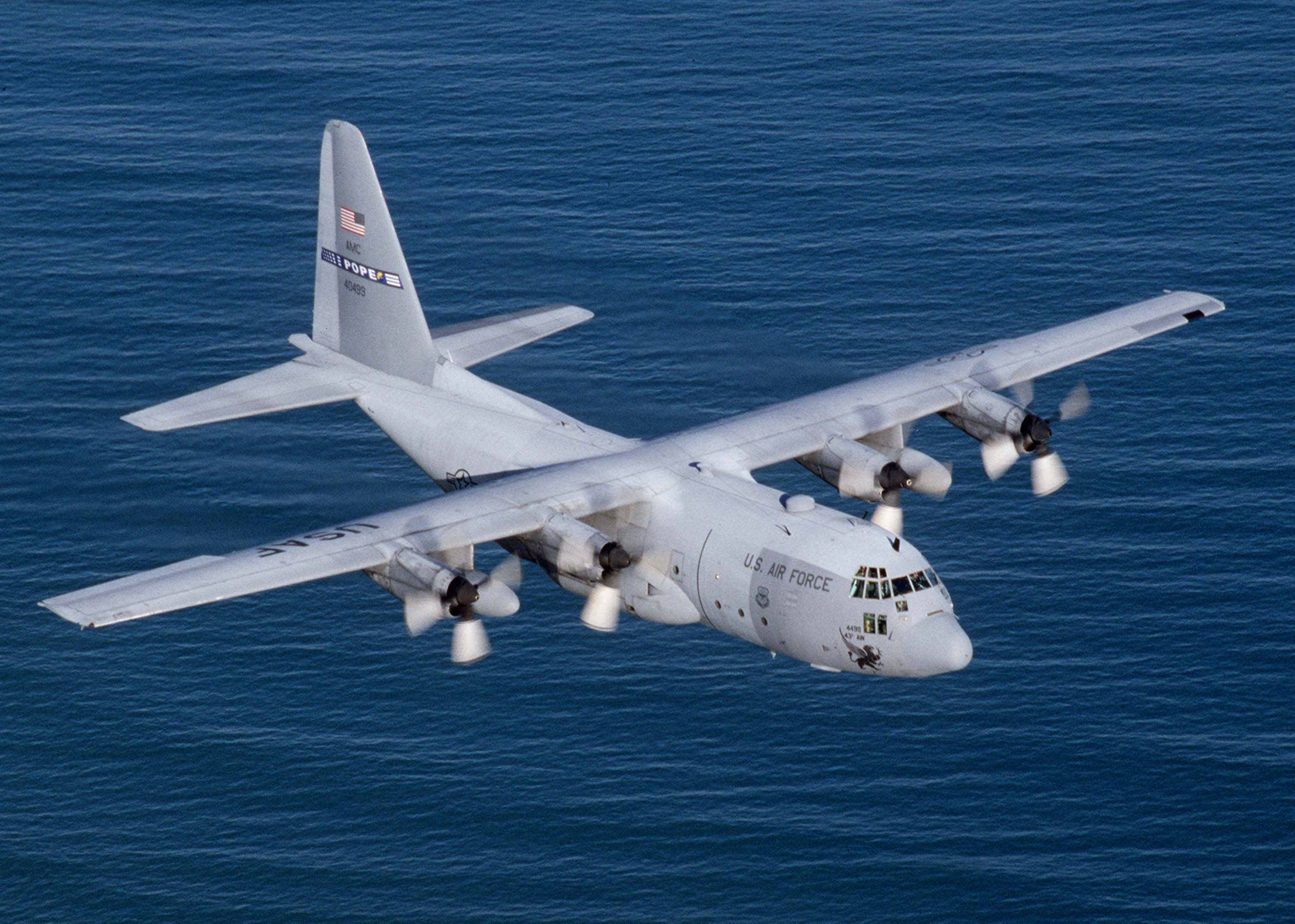 Lockheed C-130 Hercules flying