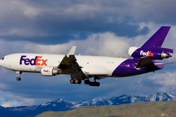 A McDonnell Douglas MD-11F of Memphis-based FedEx Express landing at Salt Lake City International Airport.