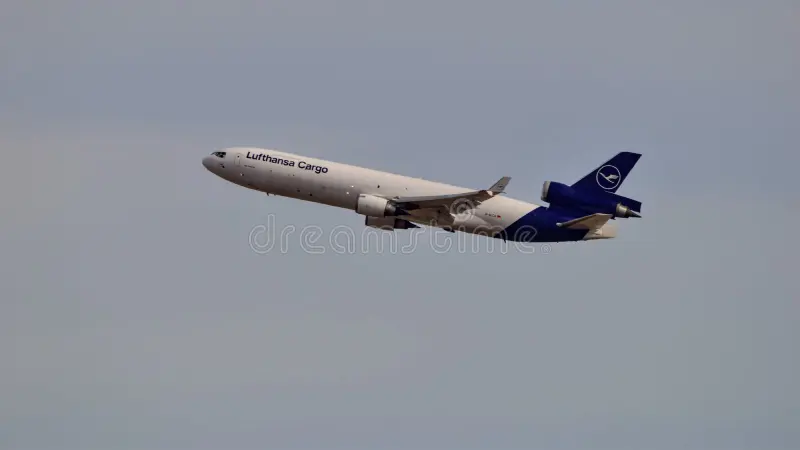 December 22nd, 2018, Lufthansa Cargo McDonald Douglas MD11 freighter cargo plane flying. Md11 stock images, royalty-free photos and pictures