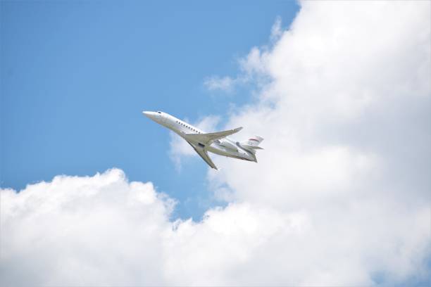 Falcon 8X Flying over Paris Air Show 2019 The Dassault Aviation Falcon 8X business Jet. Performing a Demo Flight over the Paris Air Show 2019 . Paris - Le Bourget Airport . dassault falcon 7x stock pictures, royalty-free photos & images