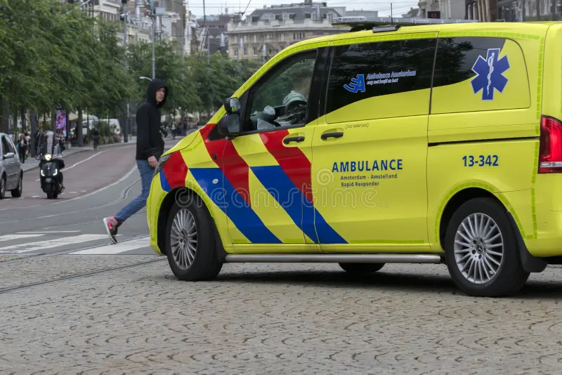 Side View Ambulance Automobile At Amsterdam The Netherlands 18-8-2021. Ambulance car side view stock images, royalty-free photos and pictures