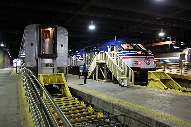 An exterior view of the Amtrak Superliner and the VRE trains on Amtrak National Train Day at Union Station on May 11, 2013 in Washington, DC.