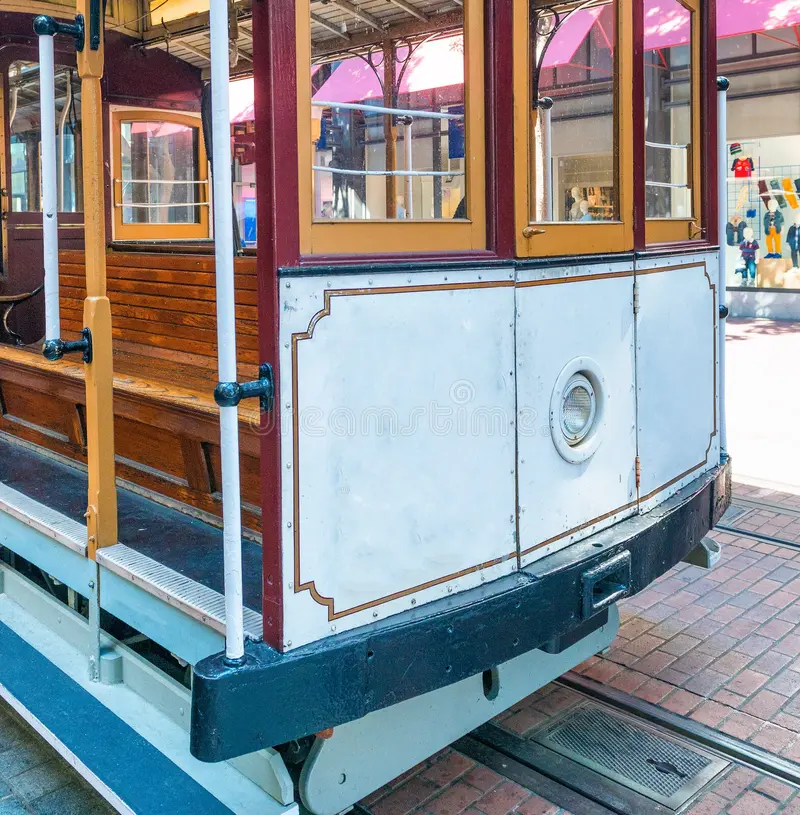Famous San Francisco cable car in Market Street, California - USA.