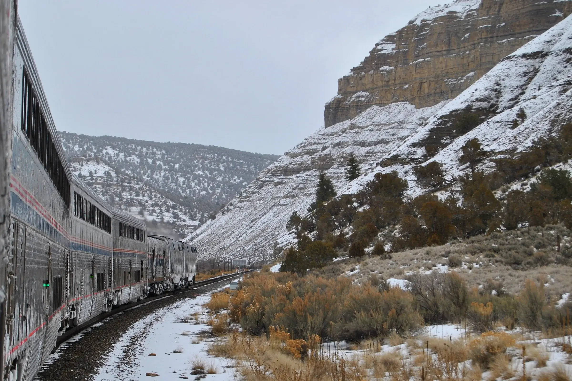 California Zephyr traveling through Glenwood Canyon Colorado