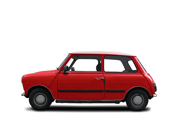 a red mini cooper from the 1960s - convertible car side view stock pictures, royalty-free photos & images