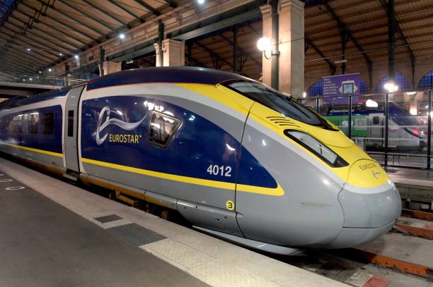 Picture taken in Paris on December 10, 2020 shows the Eurostar train stationed at Gare du Nord.