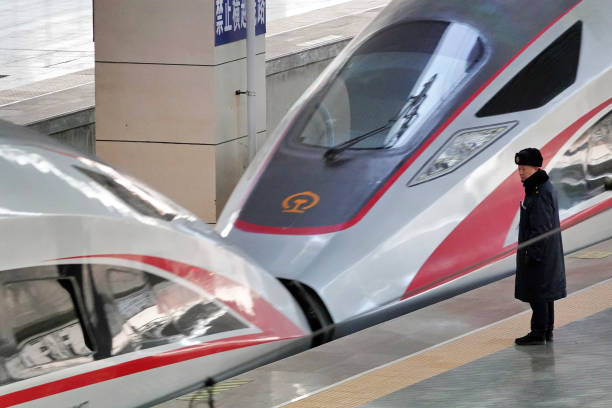 Fuxing'' bullet train leaves Yantai Station in Shandong province, China, on January 4, 2025.