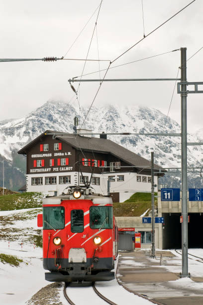 Glacier express train. Oberalp pass. Canton Uri. Switzerland.
