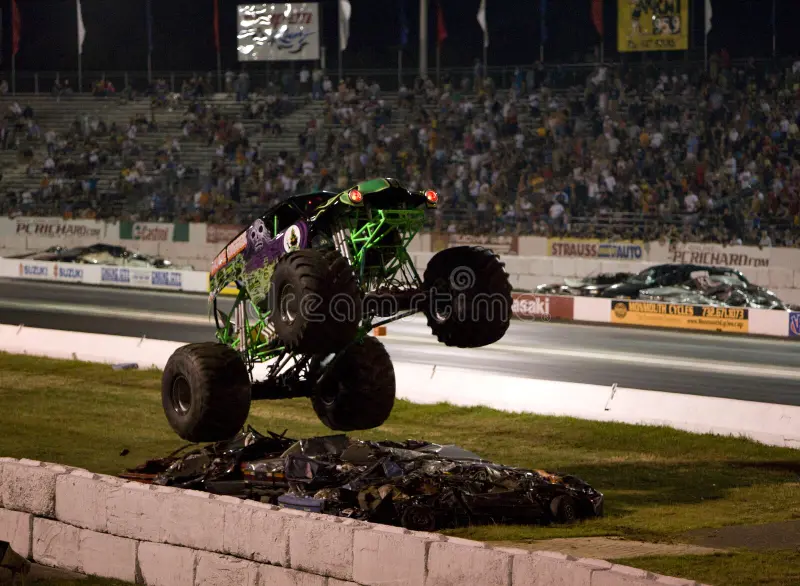 Image on Grave digger monster truck. New Jersey 07. 09. 2008 , Night of Thrills monster truck performing. Grave digger monster truck stock images, royalty-free photos and pictures