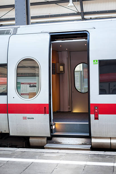 waiting ice train, open doors - bullet train side view stock pictures, royalty-free photos & images