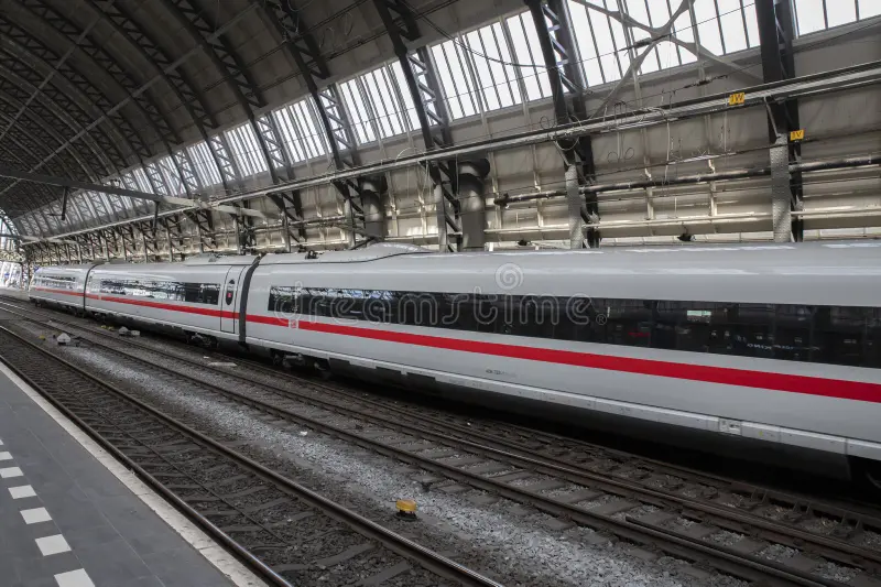Side View ICE Train At The Central Train Station At Amsterdam The Netherlands 14-3-2022. Ice train side view stock images, royalty-free photos and pictures