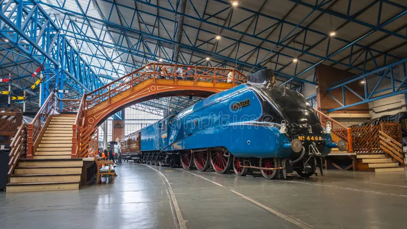 NRM, YORK, UK, OCT 6, 2024. A view of The Mallard steam Locomtive situated in The National Railway Museum in York. Mallard train stock images, royalty-free photos and pictures