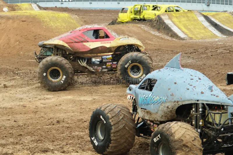 Monster trucks, Iron Man, Megalodon, Argentina, Monster Jam 16. 12. 2023 royalty free stock photo