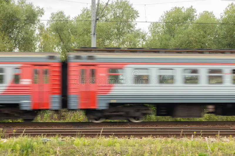 Side view of the moving train. Electric high speed passenger commuter train. Intercity express. Passenger train side view stock images, royalty-free photos and pictures