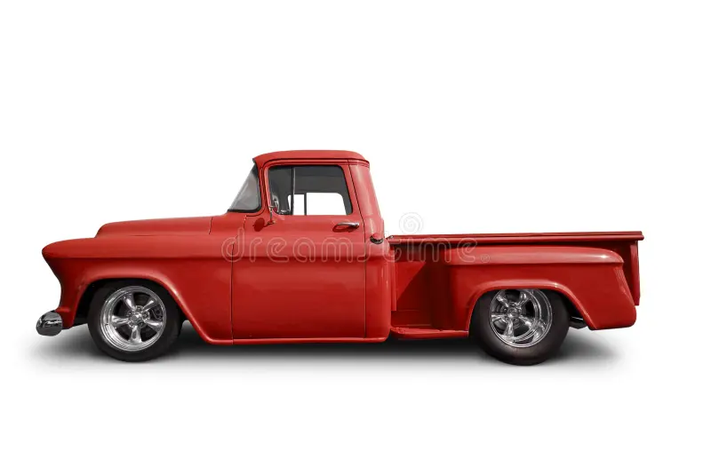 Side view of red hot rod pick up truck. Classic pickup truck side view stock images, royalty-free photos and pictures