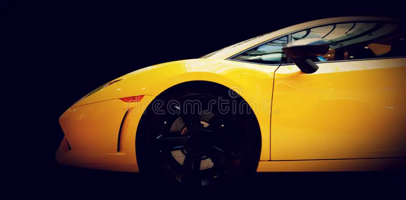 Modern fast car close-up side view on black. Luxury, expensive, sports auto. Side view. Race car side view stock images, royalty-free photos and pictures