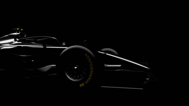 generic racecar (racing car) prototype, photorealistic render, silhouette on black Generic black racecar (racing car) prototype, silhouette on black. Car of my own design, legal to use. Photorealistic render. race car side view stock pictures, royalty-free photos & images