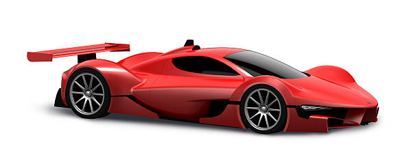 Red Race Car Red Sport Car Isolated on White. This Car Design by myself. race car side view stock pictures, royalty-free photos & images