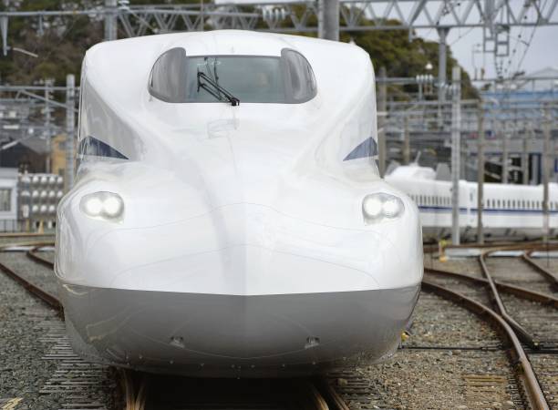 Photo shows the N700S series shinkansen bullet train unveiled by Central Japan Railway Co. In Hamamatsu, central Japan, on March 10, 2018. ==Kyodo