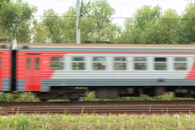 Side view of the moving train. Electric high speed passenger commuter train. Intercity express. Side subway train view stock images, royalty-free photos and pictures