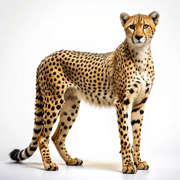 Cheetah wild animal standing white background  Stock Photo