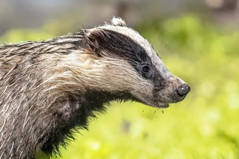 European Badger (Meles meles) walking in forest at night. Drenthe, Netherlands. Wildlife scene of nature in Europe. European badger stock images, royalty-free photos and pictures