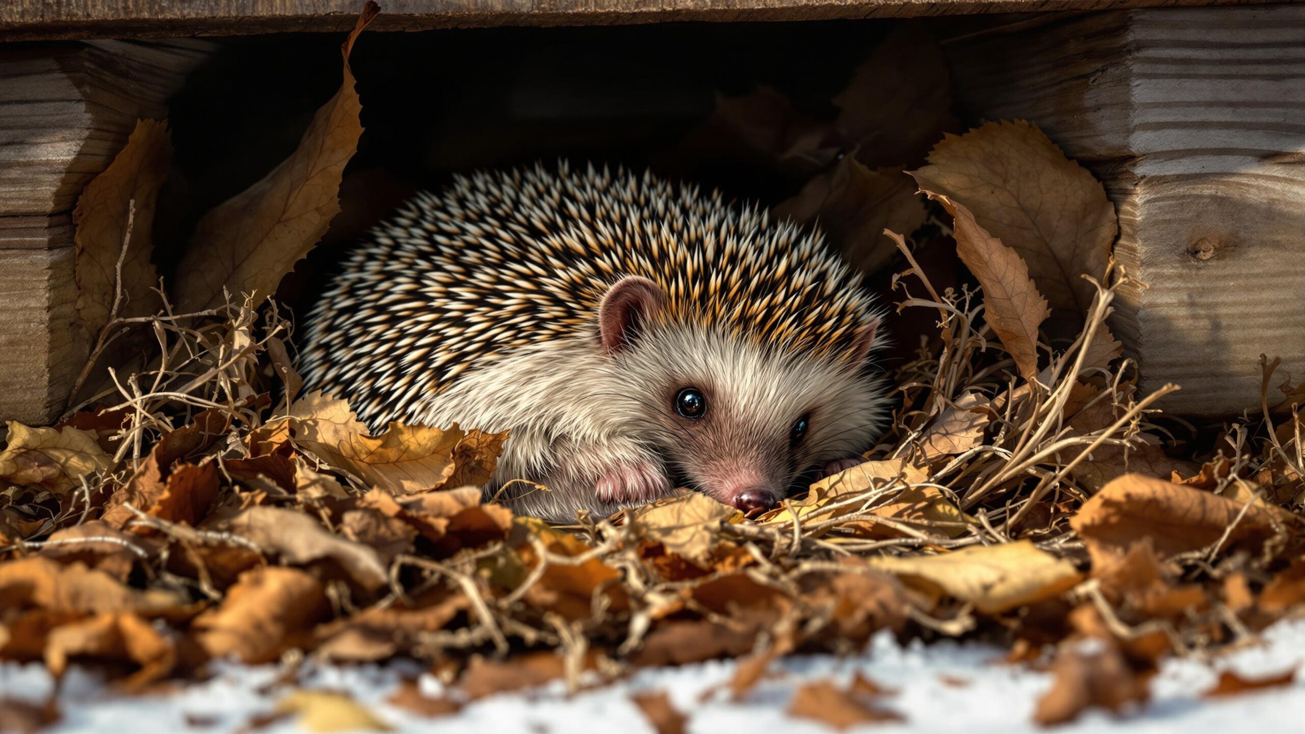 European Hedgehog in a hole